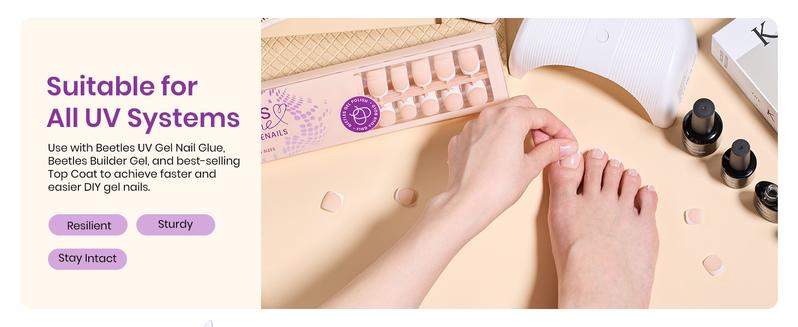 Beetles French Tip Press On Nails French Gel Nail No File Need  Fake Nails  4-in-1 DIY Manicure for Nail Extension Designs for Women