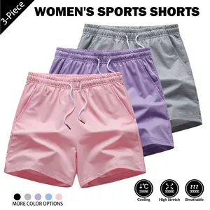Women’s sports shorts, solid-color running shorts for fitness, with pockets