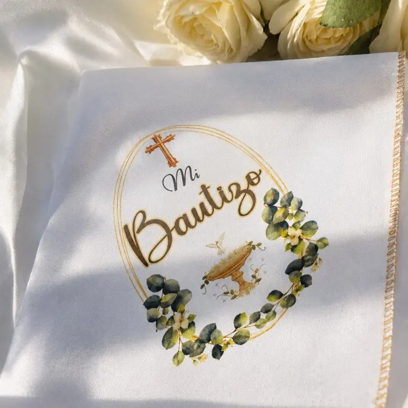 12pcs 12x12in 100% Polyester Baptism Favor Table Napkins, Decorative Reusable Fabric Napkins for Baptism Memories, Decorative Napkins