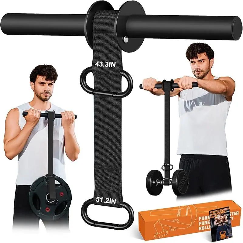 Forearm Strengthener and Wrist Roller, 43.3 inch Or 51.2 inch Ultra Strong Nylon Webbing, Forearm Exerciser with Quick Locking Mechanism, Ideal for Hand, Wrist and Forearm Strength Training