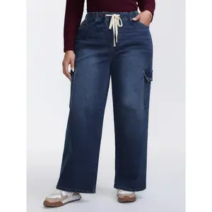 【Wide Leg】BLOOMCHIC Plus Size Stretchy Waist Drawstring Wide-Leg Jeans [M-6X] 2026 Summer Vibes Swimweek