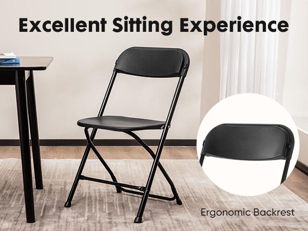 4/6/10 Pack  Plastic Folding Chair, Indoor Outdoor Portable Stackable Commercial Seat with Steel Frame 330lb Capacity for Events Office Wedding Party Picnic Kitchen Dining