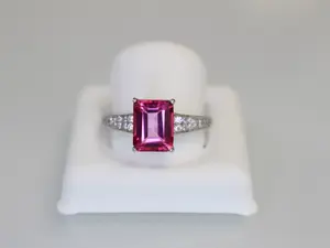 Moissanite Pink Topaz Ring | Natural Pink Topaz | 925 Sterling Silver Gemstone Ring