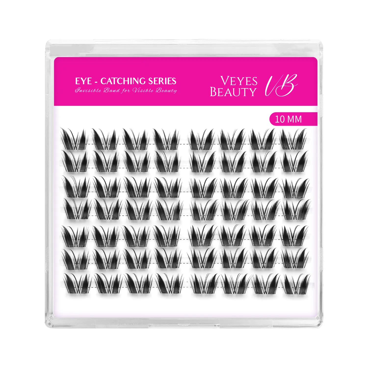 VEYESBEAUTY Bunny Wispy Lash Clusters, Fluffy Reverse Cat-Eye Lash Extensions with Invisible Band, Lightweight & Reusable for DIY Daily Wear, Lash Extension
