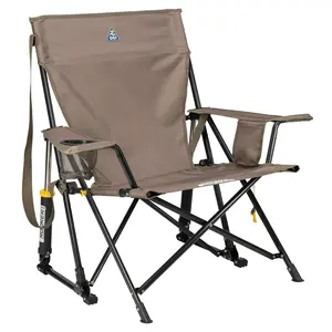 Portable Outdoor Rocking  Chair With Spring-Action Technology, Foldable Camping Rocker With Cup Holder & Side Pocket