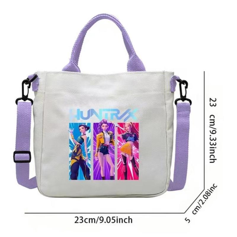 K-Pop Demon 3 Hunter Shoulder Bag – Cute Cartoon Rumi, Mira & Zoey Print Crossbody Tote, Large Capacity Gift Bag