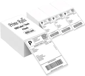 4” x 6” Fanfold Direct Thermal Shipping Labels – 4000 Labels (1000 per Stack, 4 Stacks) Water & Oil Resistant, Perforated, Permanent Adhesive, for Rollo, MUNBYN & Zebra