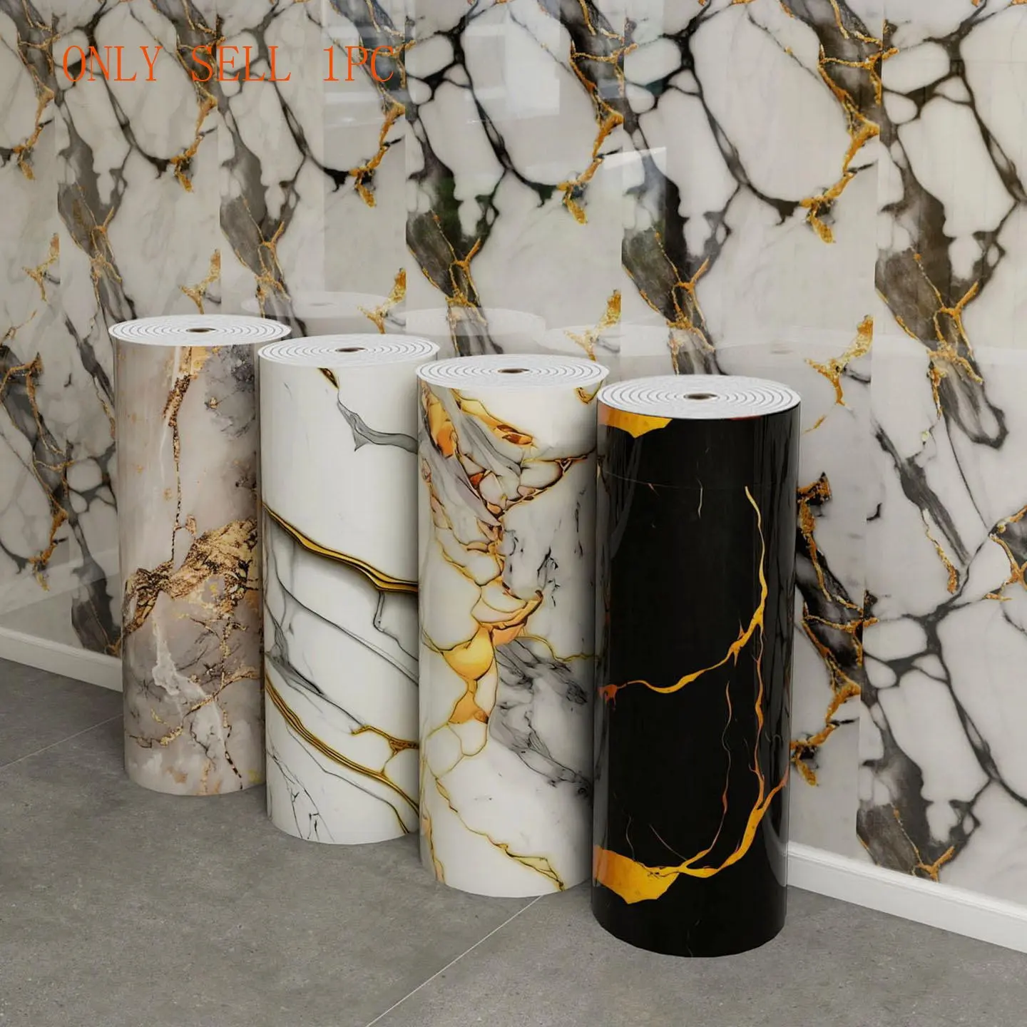 Self-Adhesive Marble Pattern Wallpaper, Peel and Stick Wallpaper, Marble Backsplash Wallpaper, Waterproof Wall Sticker, Marble Wallpaper Roll, Kitchen Wallpaper, Suitable for Countertops, Cabinets, Furniture, Home & Hotel Decor