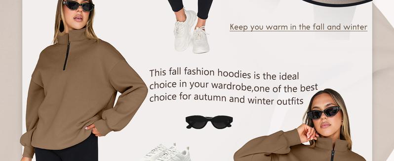 Dlooda Women's Oversized Sweatshirts Fall Fashion Hoodies Half Zip Fleece Pullover Long Sleeve Y2K Style Casual Loose Fit Cotton Tops