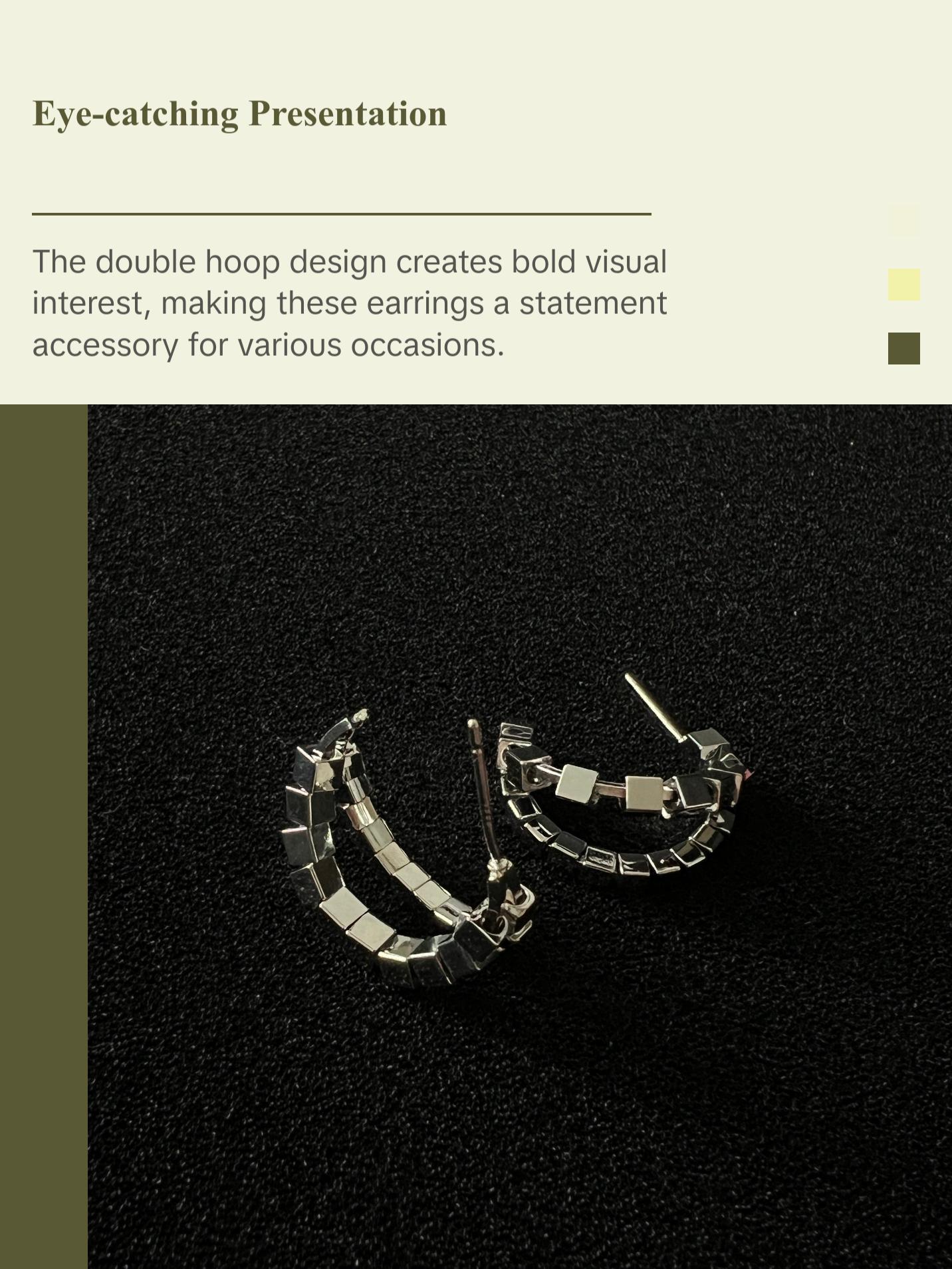 Double Hoop Silver Earrings