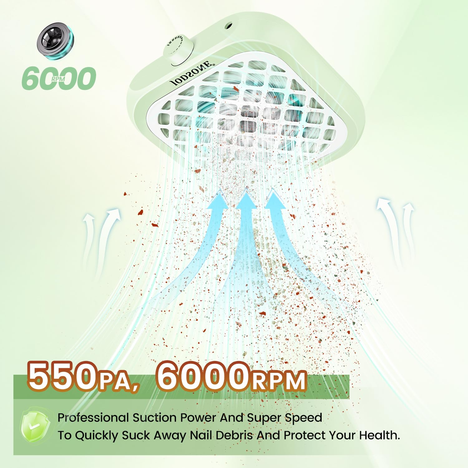 JODSONE Low Noise Nail Dust Collector 6000RPM, Powerful Suction, Portable with 30 Filters | Nail Salon Essential