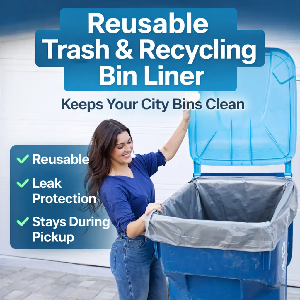 Bin Guard Liner – Reusable Trash Bin Liner That Stays During Dump Truck Pickup | 3 Sizes
