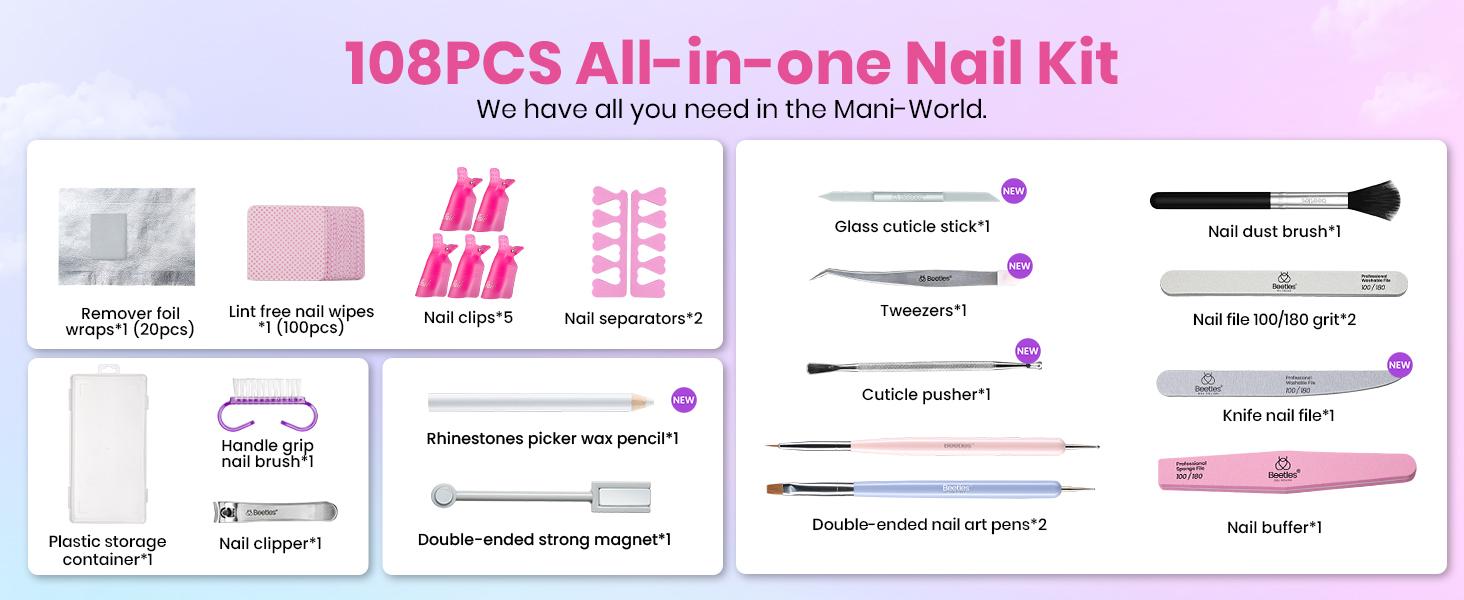 Beetles Gel Nail Polish Starter Kit-One Color One Bottle【UV Light&Top Base Gel&Decorations&Manicure Tools】DIY Nails Art Gift for girl Gift for woman gel x nails salon nails at home Cutics Fall Nail Thanksgiving Gift Black Friday Winter Nail Christmas Gift