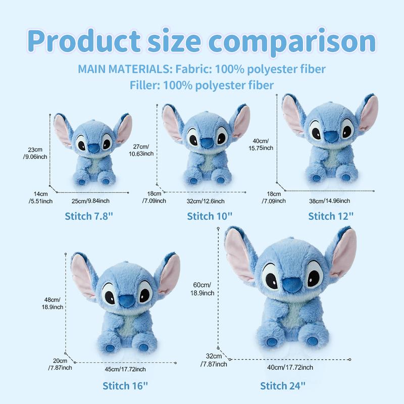【Holiday Gift】Disney Stitch Basic Style Sitting Plush Doll - Soft Cuddly Stuffed Toy, Adorable Home Decor & Sweet Gift for Her| Shopping Bag  , Holiday & Holiday Haul