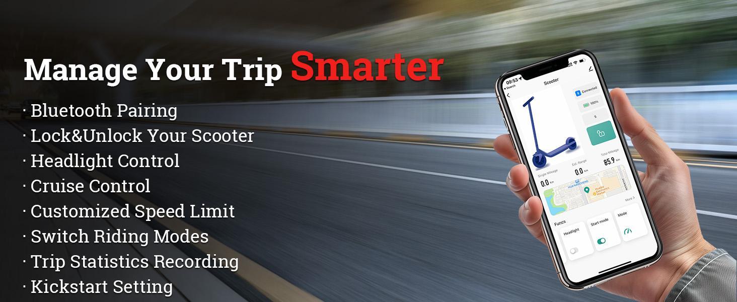 Electric Scooter – 19 MPH Max Speed, 350W Motor, Adults Teens, 8.5" Honeycomb Solid Tires,  Foldable Design, Dual Braking System, smart app control, foldable commuter scooter, Long Range Commuter