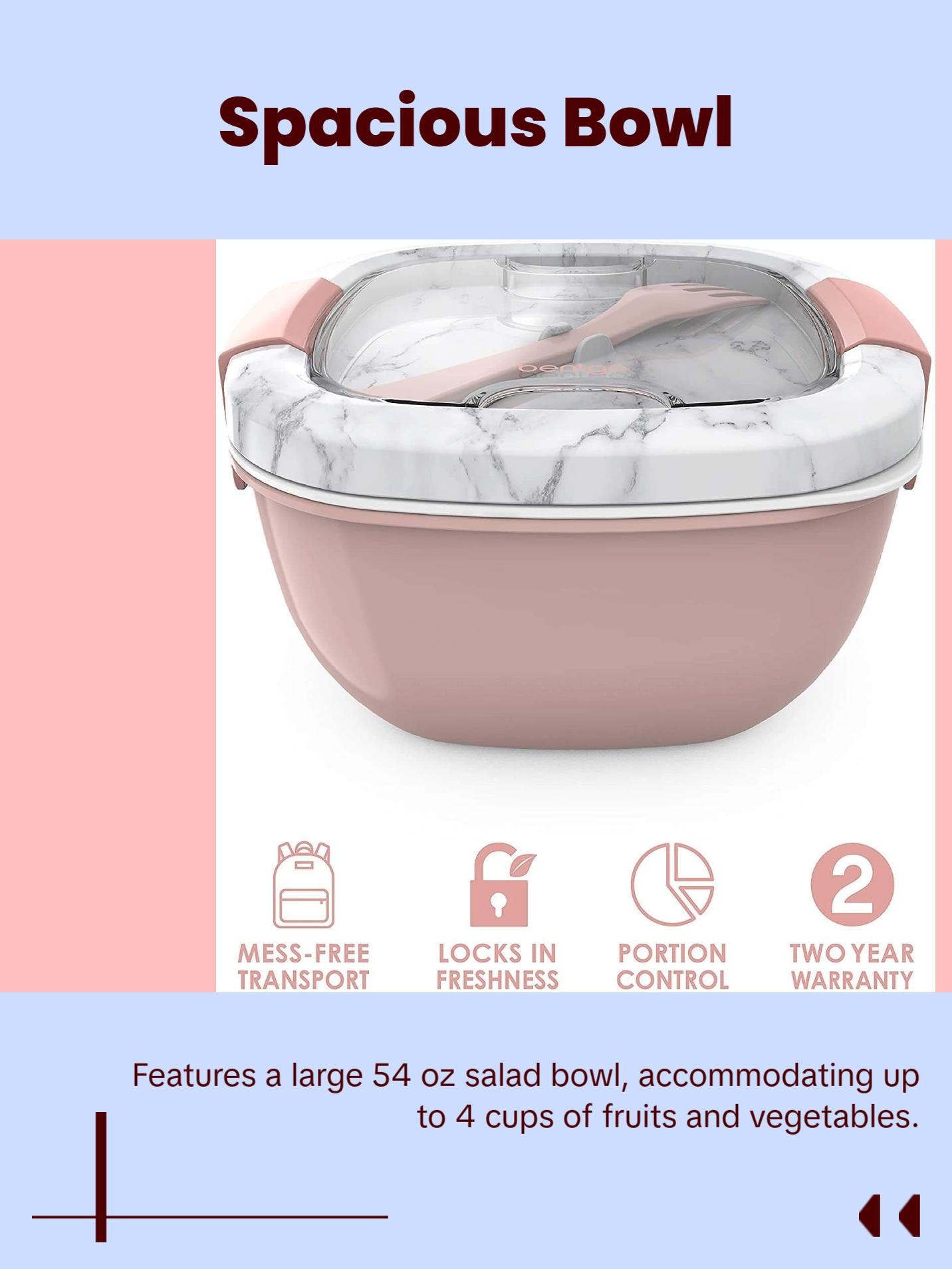 Salad - Stackable Lunch Container with Large Salad Bowl, 4-Compartment Bento-Style Tray for Toppings And Sauce Container Salad - Stackable Lunch Container with Large Salad Bowl, 4-Compartment Bento-Style Tray for Toppings And Sauce Container