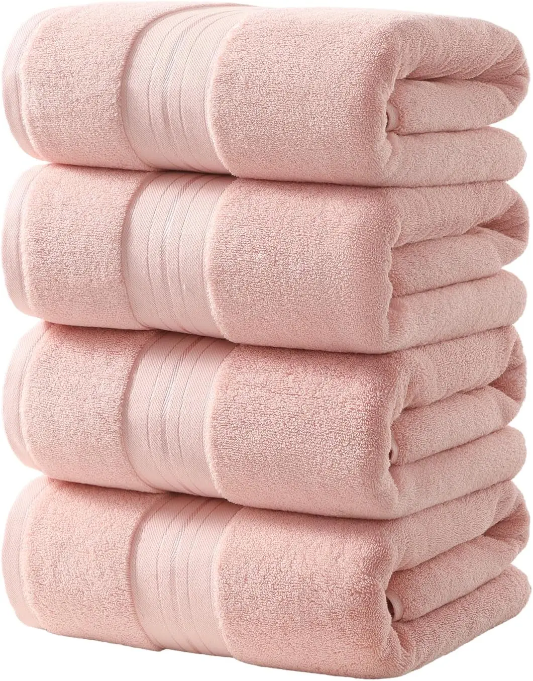 Pink Bath Towels Set of 4, Large Bath Sheets 27 X 59 Inches, 100% Cotton, 600 GSM, Quick Dry, Soft & Absorbent Sets for, Gym, Spa, Pool & Hotel