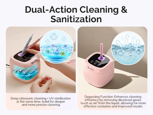 MelodySusie Ultrasonic Cleaner with Sterilization, 2-in-1 Machine for Manicure, Home & Salon, Incompatible with Acetone