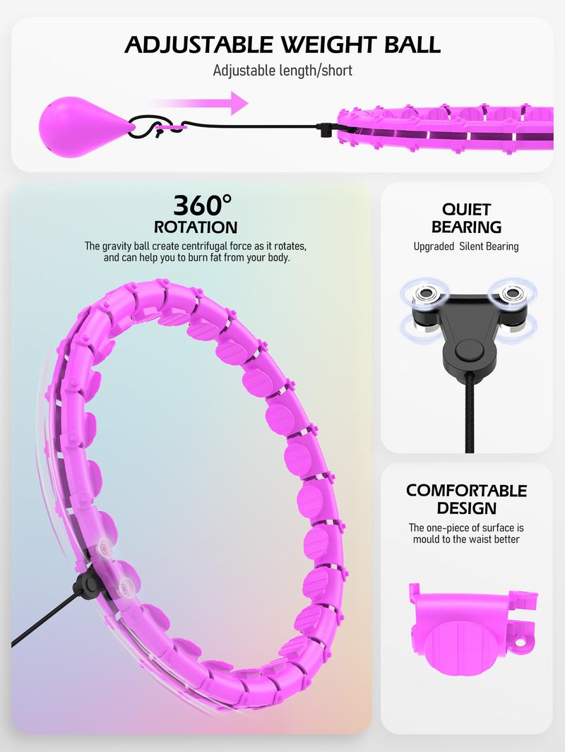 JLoibao Weighted  Circle 47" with 24 Detachable Links for Adults Fitness Adjustable Hoop Plus Size Smart Exercise Equipment Home Gym Kit Eco-Friendly ABS Material