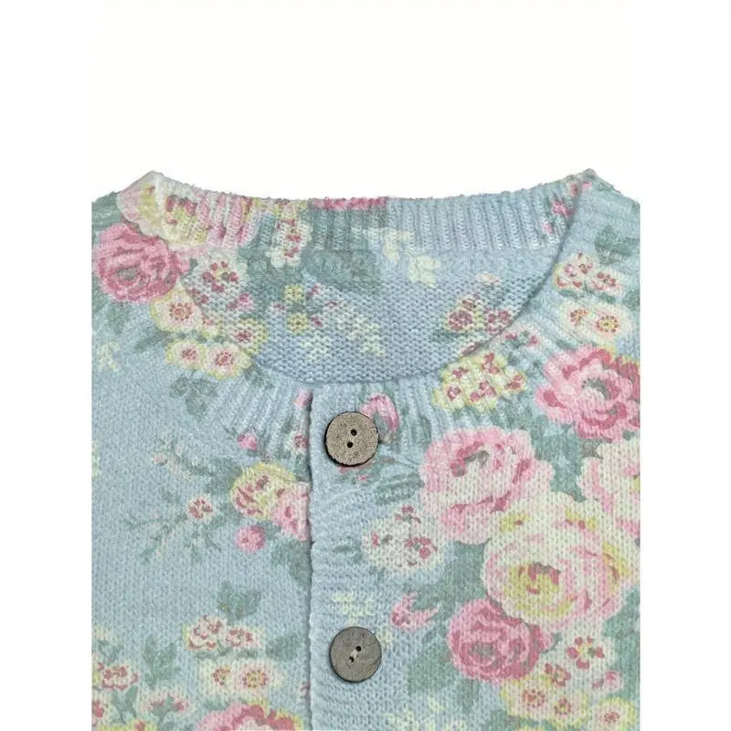 Plus Size, Women's Light Blue Floral Print Cardigan Sweater Coat - Soft Polyester Blend All-Season Lightweight Jacket with Front Button Closure, Long Sleeve Casual Outerwear, Pastel Spring Colors (Pink/Green/Blue/Purple) for Everyday & Form Plus Size, Women's Light Blue Floral Print Cardigan Sweater Coat - Soft Polyester Blend All-Season Lightweight Jacket with Front Button Closure, Long Sleeve Casual Outerwear, Pastel Spring Colors (Pink/Green/Blue/Purple) for Everyday & Form