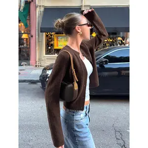 Women's casual loose knitted cardigan, simple style front button pullover, suitable for autumn and winter wear