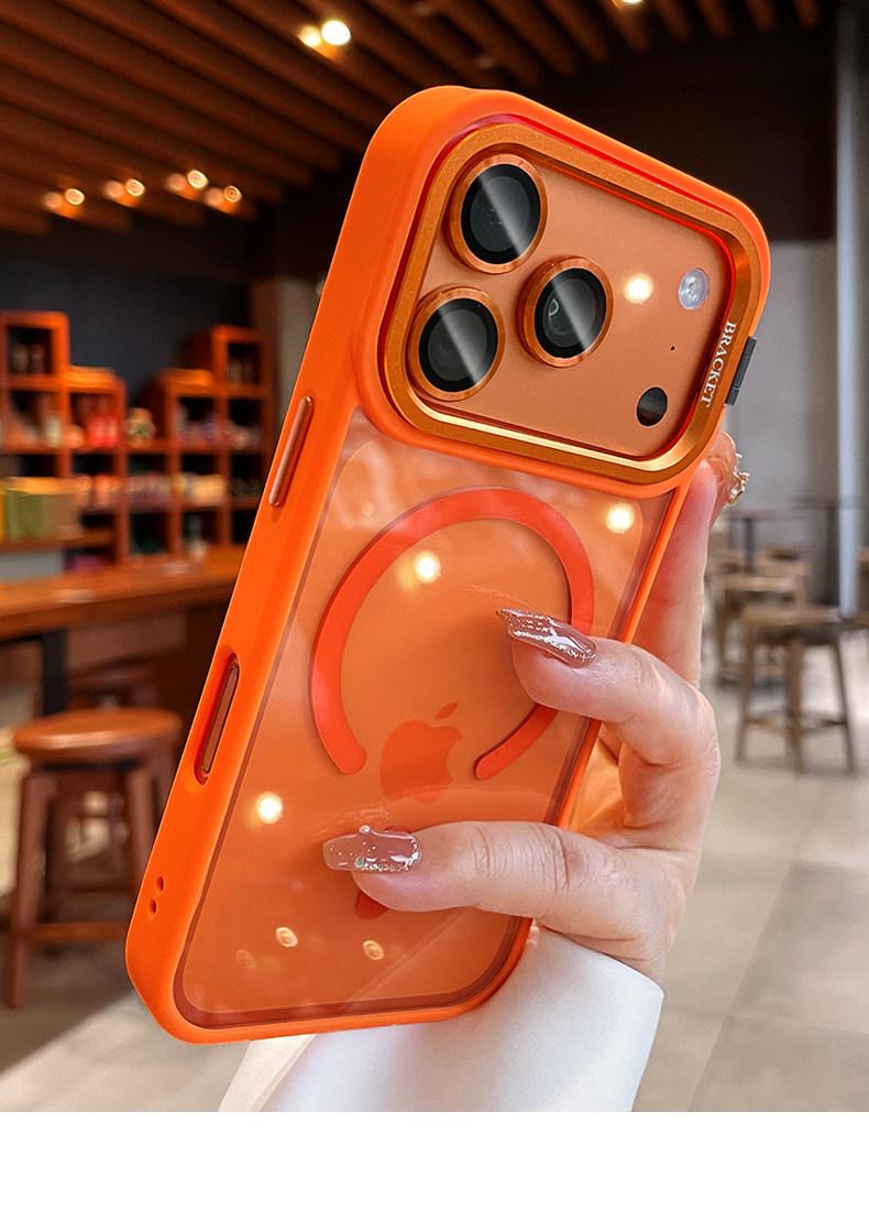 iPhone 17/16 Max/Pro Magnetic Phone Case with Lens Stand, Military-Grade Protection, Drop-Resistant, Black Silicone, Wireless Charging Compatible