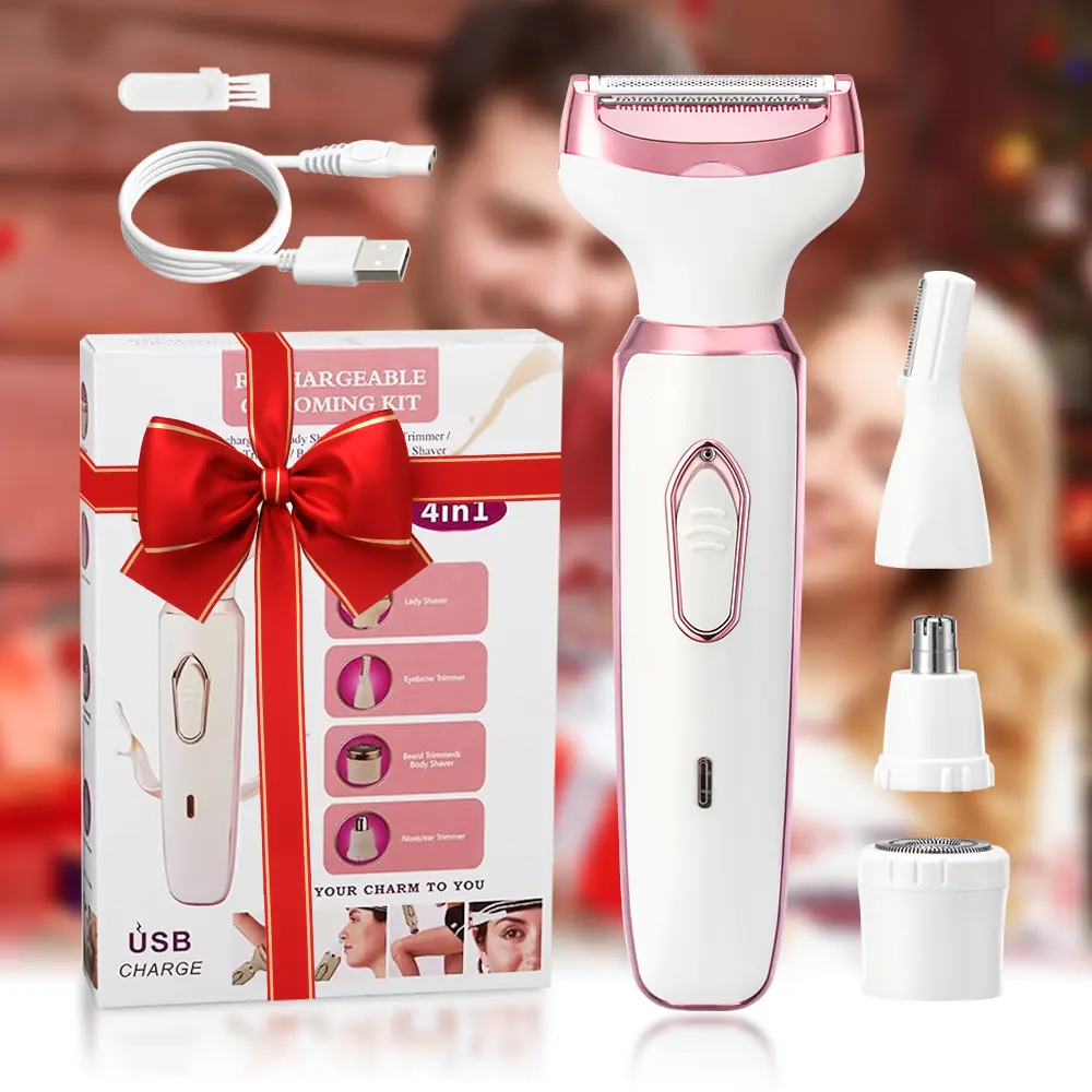 Women's 4-in-1 Cordless Stainless Steel Shaver - USB Rechargeable Battery Leg Shaver, Portable Bikini Trimmer, Daily Shaving Tool for Hair Removal & Smooth Shave Personal Care Grooming Kit,back to school,back to school haul