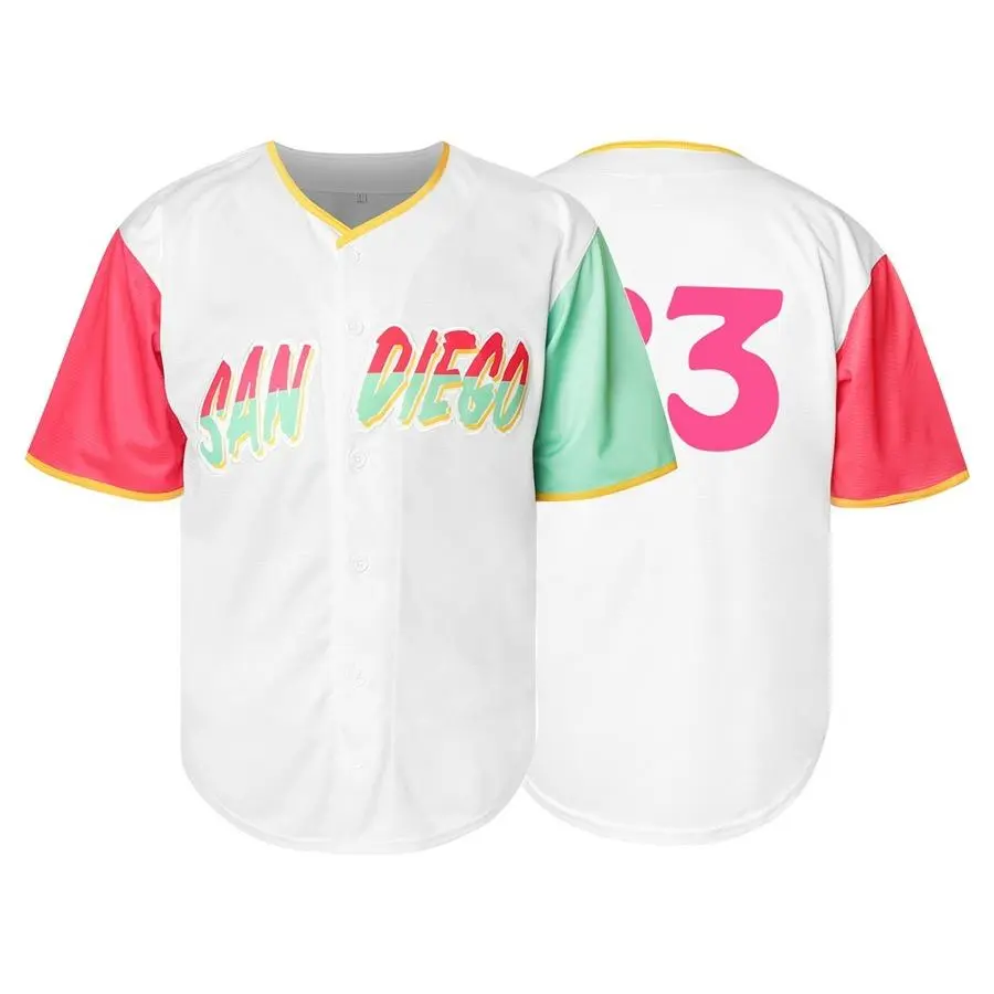 Men's #23 Jersey Baseball - Patchwork Athletic Tops, Loose Short-Sleeve Apparel Jersey, Quick-Dry Polyester Graphic Sports Competition Top, Comfortable & Breathable