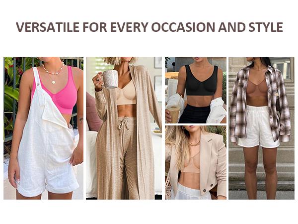 FeelinGirl Bras for Women No Underwire Seamless Light Push Up Bralette Full Coverage Comfy Everyday Bras Wide Straps Comfort Womenswear Everyday