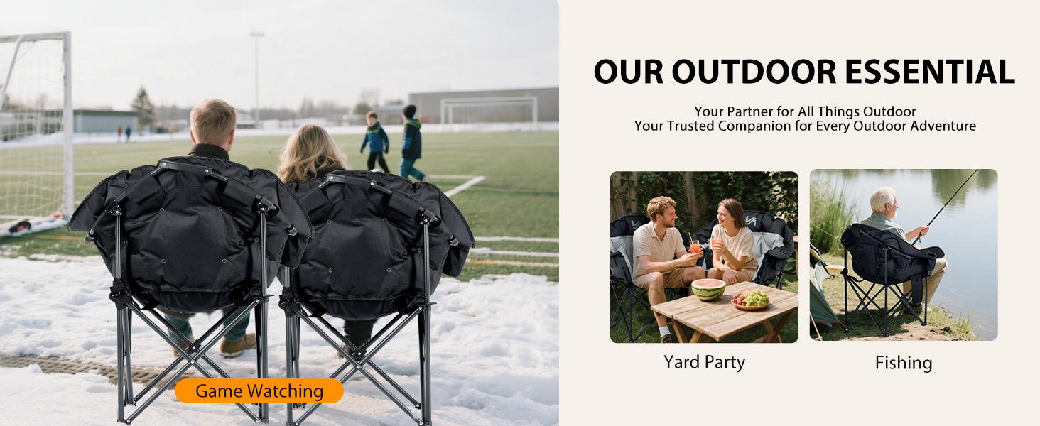 SLSY Heated Armrest Camping Chair, Portable Heated Folding Recliner Chair with 3 Heat Levels, Patio Lawn Lounge Chair Supports 400 lbs【Batteries not included】