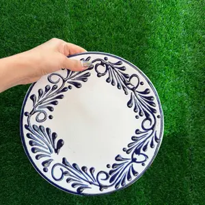 Round Plate Relieve color Cobalto 10In (Sets).