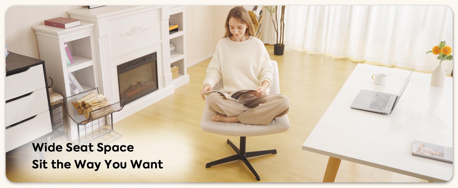 PUKAMI Criss Cross Chair,Armless Cross Legged Office Desk Chair No Wheels