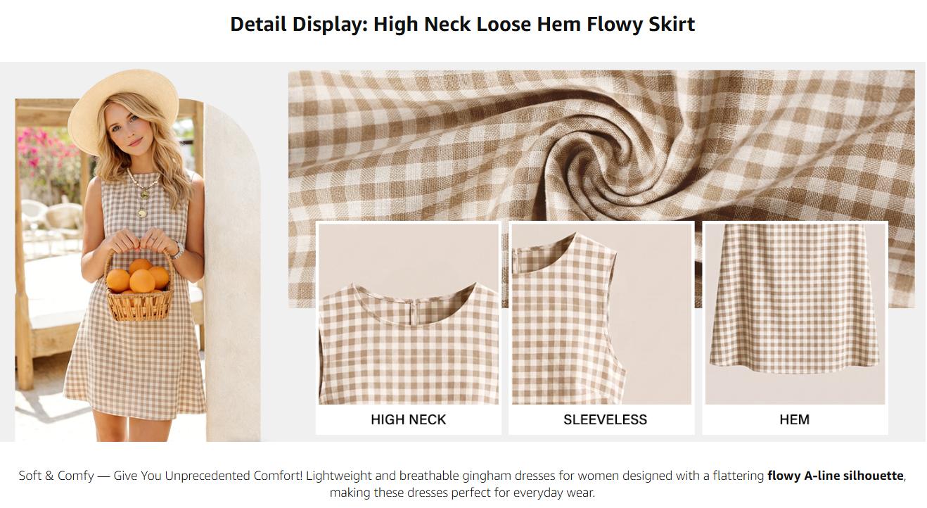 IDEALSANXUN Womens Gingham Dress Spring Summer Beach Boho Sleeveless Mini Sundress Casual Cotton Plaid Womenswear Button Cute Outfits Tank Tops Crewneck IDEALSANXUN Womens Gingham Dress Spring Summer Beach Boho Sleeveless Mini Sundress Casual Cotton Plaid Womenswear Button Cute Outfits Tank Tops Crewneck