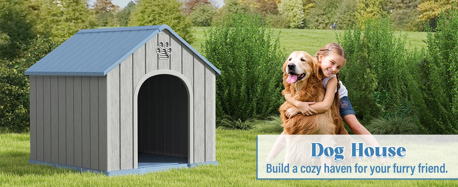 Durable Waterproof Plastic Dog/ Sheep House for Small to Large Sheep, Indoor Outdoor Pet Shelter with Ventilated Roof and Elevated Floor, Easy Assembly-Best Christmas Gifts.