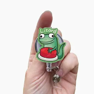 Trendy Lizard Badge Reel – Funny Gecko ID Holder, Trendy Nurse Name Badge, Cute Reptile Gift for Coworkers