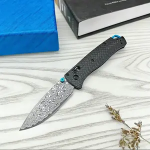 535 Outdoor Folding Knife, Carbon Fiber Handle, Large Damascus Steel Blade, High-Quality Fruit Knife, Pocket Knife, Gift for Men