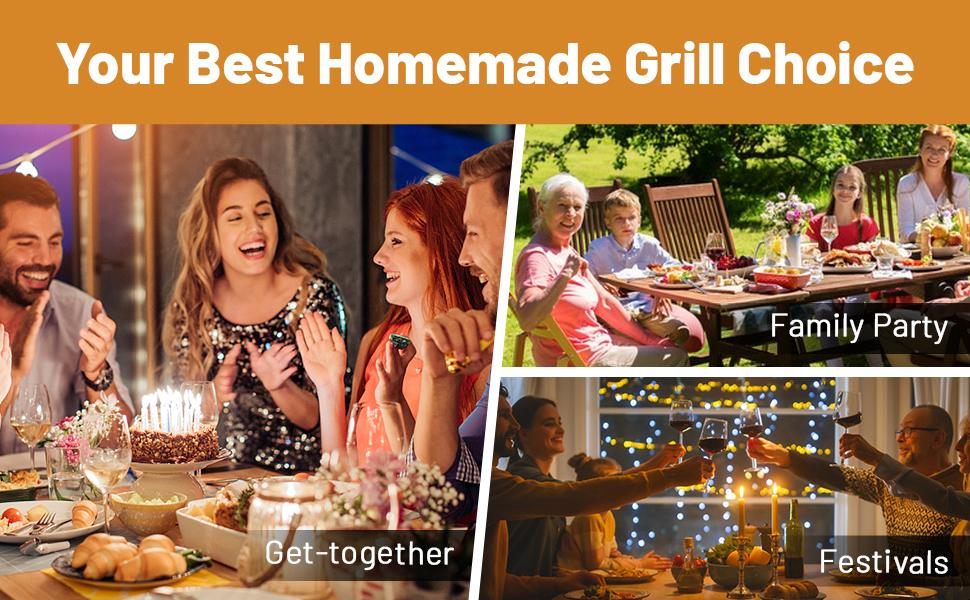 Pukomc Indoor Smokeless Grill Yellow, Non-Stick Cooking Removable Plate, Portable Electric Korean BBQ Grill with Temperature Control, Dishwasher Safe Nonstick Coating Griddle