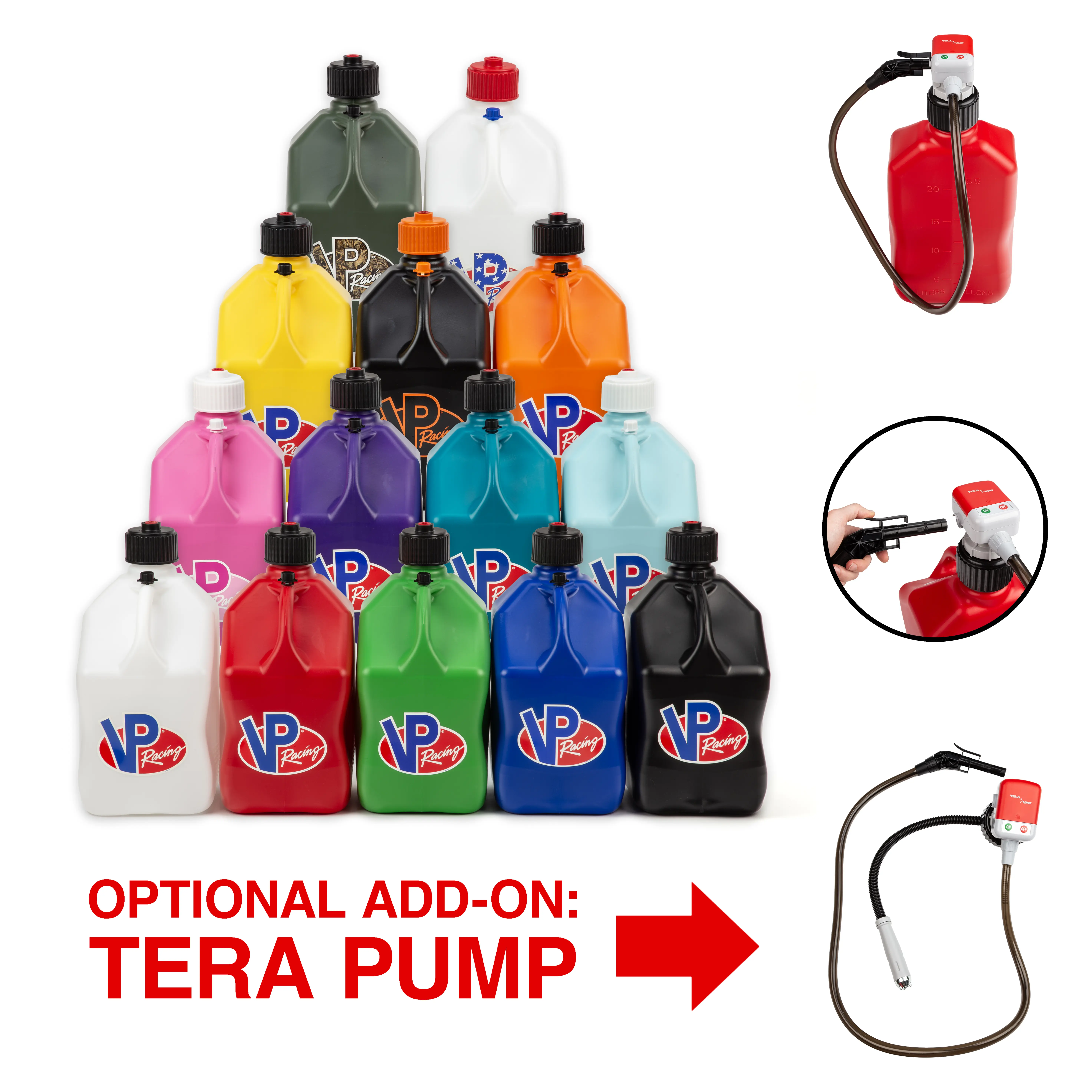 **3 PACK** VP Racing 5.5 Gallon Plastic Utility Jug – Motorsport Fuel Container, Heavy-Duty, Leak-Proof, Durable, Ergonomic, Quick-Flow Spout, Grip Handle | Gas, Diesel, Race Fuel, Kerosene | Optional Tera Transfer Pump Add-On | Garage, Workshop, Off-Road
