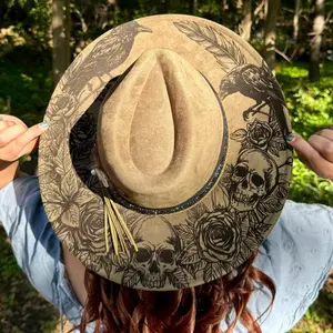 Wide Brim Adjustable Ravens and Skulls Ready to Wear or Paint