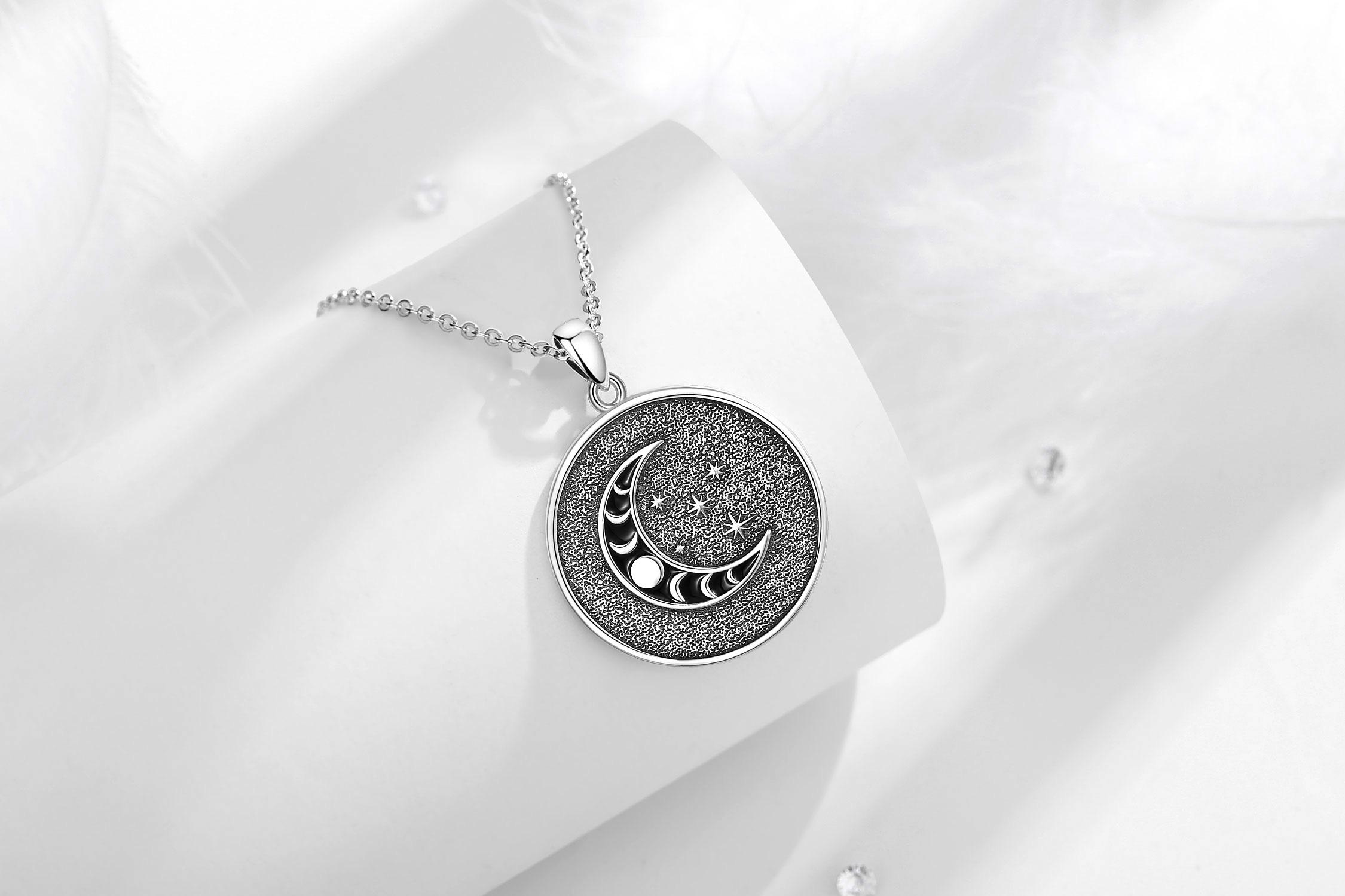 Eudora S925 Sliver Nox Goddess Necklace, Double Side Greek Mythology Feminine Pendant, Goddess of Night Protection Amulet for Women, Celestial Moon Stars Jewelry Nyx Hypoallergenic Eudora S925 Sliver Nox Goddess Necklace, Double Side Greek Mythology Feminine Pendant, Goddess of Night Protection Amulet for Women, Celestial Moon Stars Jewelry Nyx Hypoallergenic