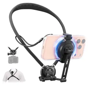 K&F CONCEPT 2-in-1 Magnetic & Clip-On Neck Phone Holder, Hands-Free Chest Mount for POV Use, Compatible with iPhone 12-17 Series, Android Smartphones, Cellphones & Mobile Accessories