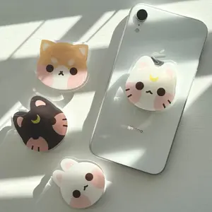 Kawaii Anime Phone Grip, Cute Cat Moon Shiba Bunny Phone Holder, Adorable Cartoon Phone Accessory