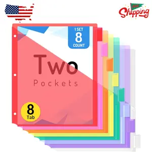 8 Count Dividers with Two Pockets for 3 Ring Binder Organizer, Multicolor, 1 Set