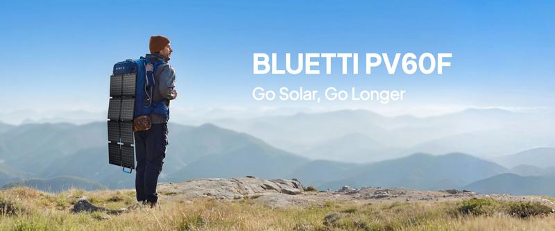 BLUETTI 60W Solar Panel 60 Watt for Solar Generator Handsfree 1 & 2 AC2A Foldable Charger for Hiking Camping Travel