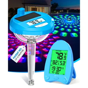 LuxBlue 2026 Solar Pool Thermometer Wireless - 650FT Transmission | Pool Temperature Thermometer with Light Show | Dual Backlit Display for Easy Read | Floating Water Temperature Gauge for Hot Tub,Spa