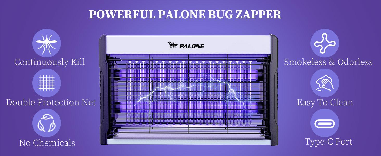PALONE Electric Bug Zapper, 4000V Mosquito Zapper Indoor Outdoor with Hanging Function, Electric Fly Zapper with Removable Tray USB Powerful Indoor Bug Zapper for Outdoor Balcony Office Patio