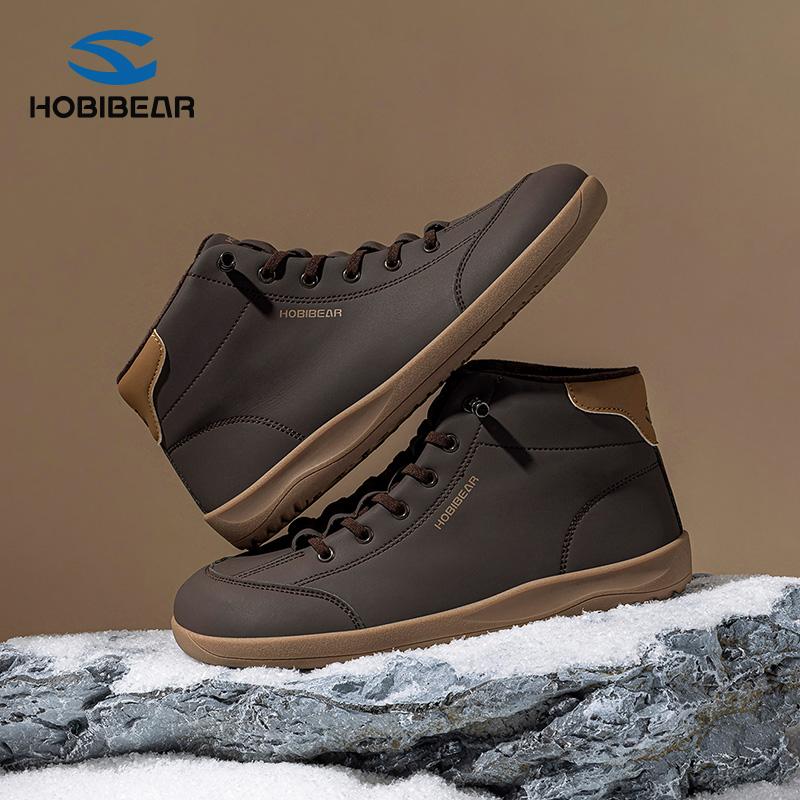 HOBIBEAR Spring/Autumn Wide Fit Synthetic Leather Mid-Top Sneakers with Plush Lining - Women's Flat Shoes