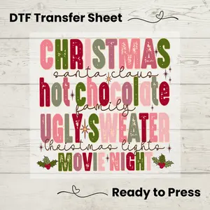 Christmas Hot Chocolate Quote Retro DTF, Dtf Transfer Sheet, Ready to Press, Custom Dtf, DIY Heat Transfer, Christmas Gift, Holiday Sweater
