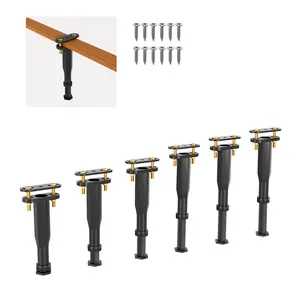 Yuleimy Adjustable Bed Center Support Legs (6.5"-11" or 7.7"-13.3"), 3-in-1 Clamp-On (No Drill) & Screw-in Bed Slats Support, Heavy Duty Rust-Proof Polymer Replacement Legs for Queen King Metal/Wood Frame