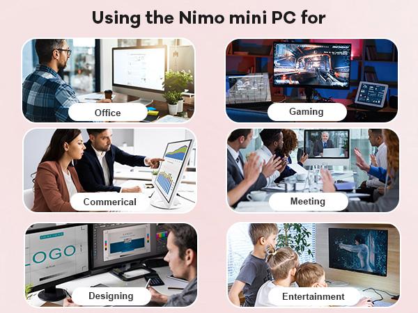 NIMO Mini PC Desktop, 12th Gen N100(Beat i3 1115G4) Mini Desktop Computers with USB3.2 BT5.2 WiFi 6, 8GB/16GB RAM 256GB/512GB/1TB SSD 4K Triple-Monitor Display Micro Computer for Student Home Office